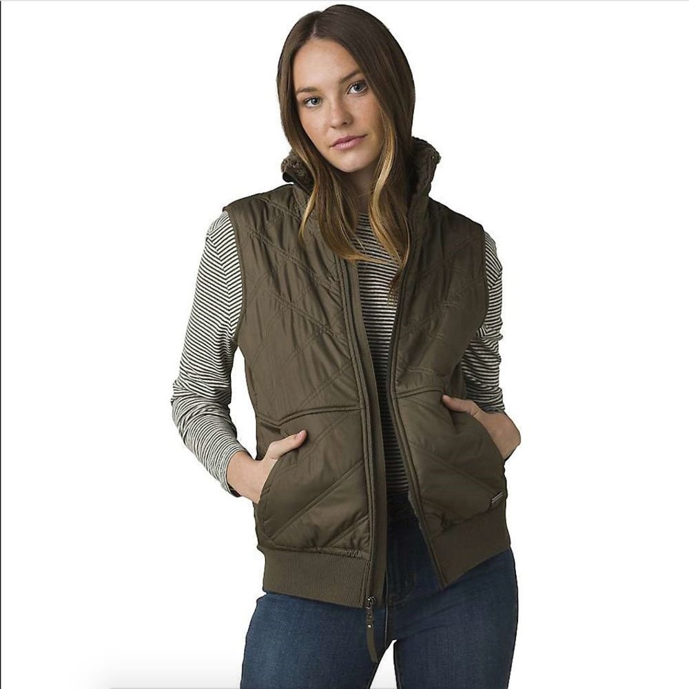 Prana Esla Vest Sherpa Slate Green Womens Medium